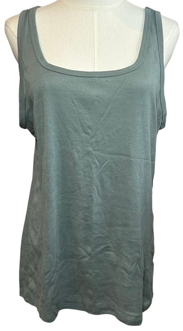 A New Day Gray Scoop Neck Tank Top Ribbed Knit Minimalist Basics XL Loungewear